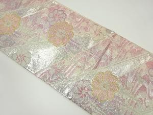 リサイクル　流水に花・藤模様織り出し袋帯